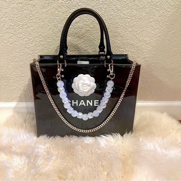 Chanel Medium Shopping Bag Tote with PVC/TPU Cover and Crossbody Chain - Picture 1 of 8